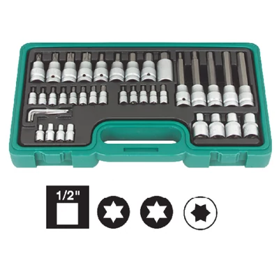Külső + belső-Torx + rátűzőkulcskészlet 40 részes