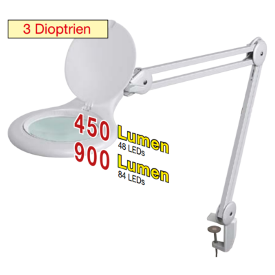 Asztali nagyítós lámpa 3 dioptria ¤125mm 48db LED-del