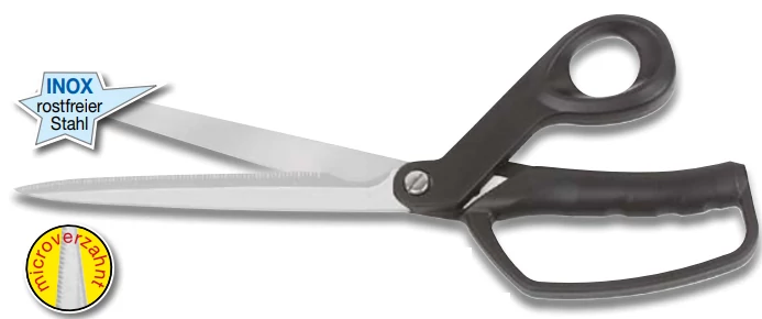 Ipari ollók, erős inox fogazott vágóél
