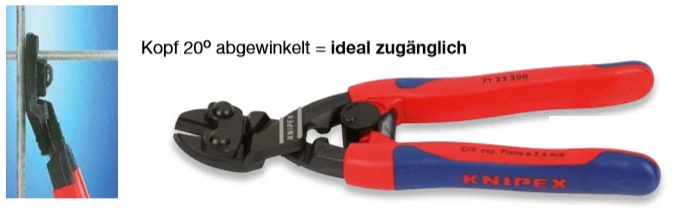 Knipex hajlított, rugós csavarvágó olló 200 mm