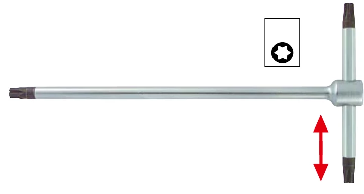 Torx 3 végű kulcs csúszó T-szárral
